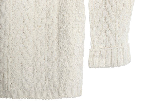 アイルランド製 aran crafts フィッシャーマン ニット セーター レディース XL メリノ ウール アラン ケーブル  ハーフジップ 大きいサイズ