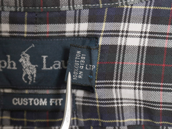00s ラルフローレン チェック 長袖 ボタンダウン シャツ メンズ M / オールド ポロ CUSTOM FIT コットン ワンポイント ポニー マルチカラー