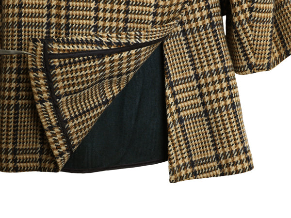 60s 70s USA製 ★ MIGHTY MAC ダブルブレスト ツイード ハーフ コート メンズ M 程 古着 ヴィンテージ ジャケット チェック ウール 裏ボア 