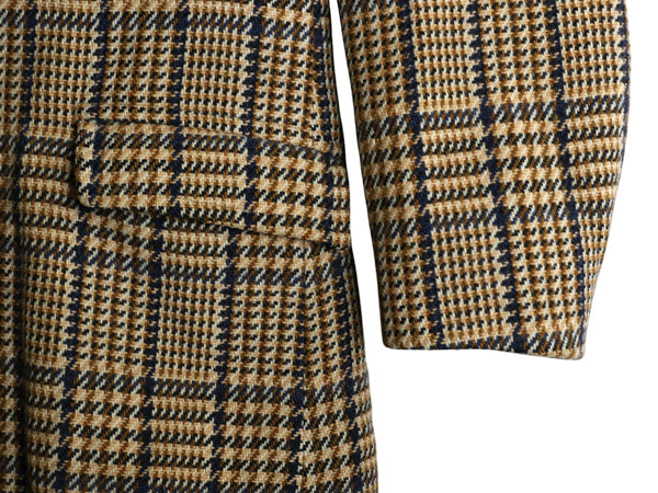 60s 70s USA製 ★ MIGHTY MAC ダブルブレスト ツイード ハーフ コート メンズ M 程 古着 ヴィンテージ ジャケット チェック ウール 裏ボア 