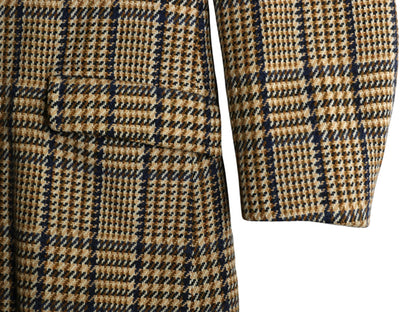 60s 70s USA製 ★ MIGHTY MAC ダブルブレスト ツイード ハーフ コート メンズ M 程 古着 ヴィンテージ ジャケット チェック ウール 裏ボア 