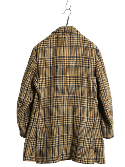 60s 70s USA製 ★ MIGHTY MAC ダブルブレスト ツイード ハーフ コート メンズ M 程 古着 ヴィンテージ ジャケット チェック ウール 裏ボア 