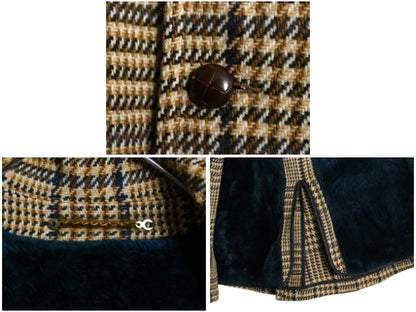 60s 70s USA製 ★ MIGHTY MAC ダブルブレスト ツイード ハーフ コート メンズ M 程 古着 ヴィンテージ ジャケット チェック ウール 裏ボア 