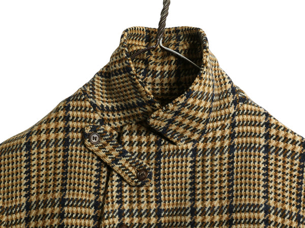 60s 70s USA製 ★ MIGHTY MAC ダブルブレスト ツイード ハーフ コート メンズ M 程 古着 ヴィンテージ ジャケット チェック ウール 裏ボア 