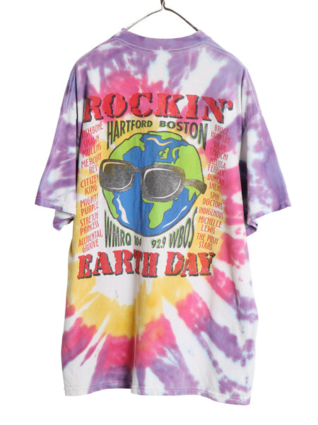 90s フェス アート イラスト プリント タイダイ Tシャツ メンズ XL / オールド 当時物 ロック バンド グラフィック コットン 大きいサイズ