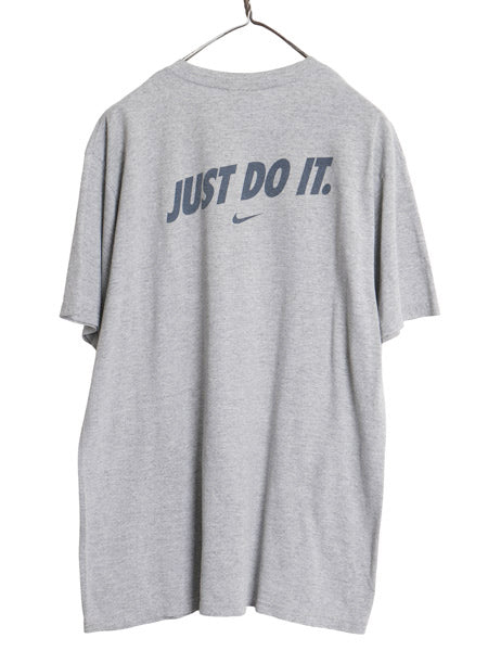 00s ナイキ 両面 プリント Tシャツ メンズ L / オールド カットソー US NAVY フットボール スウッシュ ヘビーウェイト 海軍 ミリタリー 灰