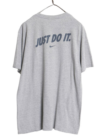 00s ナイキ 両面 プリント Tシャツ メンズ L / オールド カットソー US NAVY フットボール スウッシュ ヘビーウェイト 海軍 ミリタリー 灰