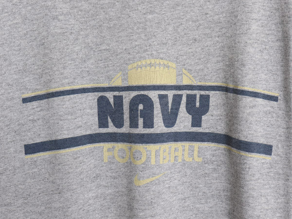 00s ナイキ 両面 プリント Tシャツ メンズ L / オールド カットソー US NAVY フットボール スウッシュ ヘビーウェイト 海軍 ミリタリー 灰