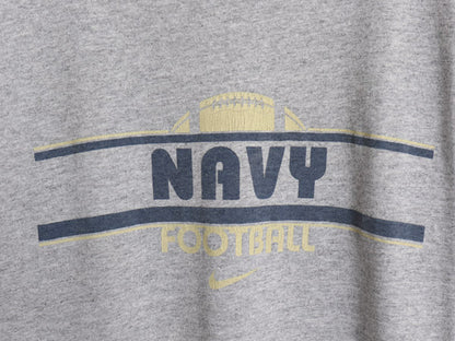 00s ナイキ 両面 プリント Tシャツ メンズ L / オールド カットソー US NAVY フットボール スウッシュ ヘビーウェイト 海軍 ミリタリー 灰