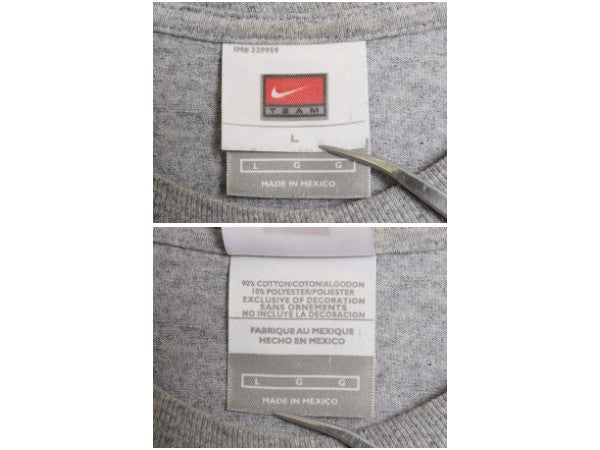 00s ナイキ 両面 プリント Tシャツ メンズ L / オールド カットソー US NAVY フットボール スウッシュ ヘビーウェイト 海軍 ミリタリー 灰