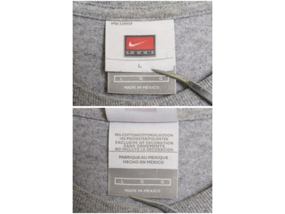 00s ナイキ 両面 プリント Tシャツ メンズ L / オールド カットソー US NAVY フットボール スウッシュ ヘビーウェイト 海軍 ミリタリー 灰