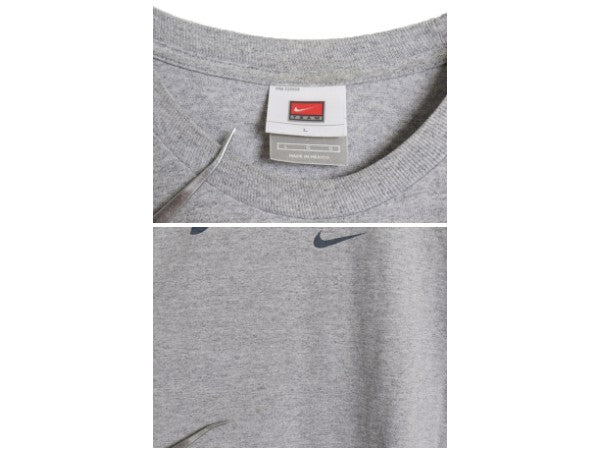 00s ナイキ 両面 プリント Tシャツ メンズ L / オールド カットソー US NAVY フットボール スウッシュ ヘビーウェイト 海軍 ミリタリー 灰