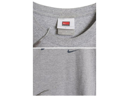 00s ナイキ 両面 プリント Tシャツ メンズ L / オールド カットソー US NAVY フットボール スウッシュ ヘビーウェイト 海軍 ミリタリー 灰