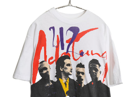 90s USA製 ★ U2 ZOO TV ツアー イラスト プリント Tシャツ メンズ L / オールド 当時物 オフィシャル アクトンベイビー バンド ロック 白