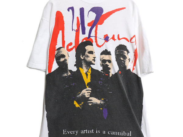 90s USA製 ★ U2 ZOO TV ツアー イラスト プリント Tシャツ メンズ L / オールド 当時物 オフィシャル アクトンベイビー バンド ロック 白