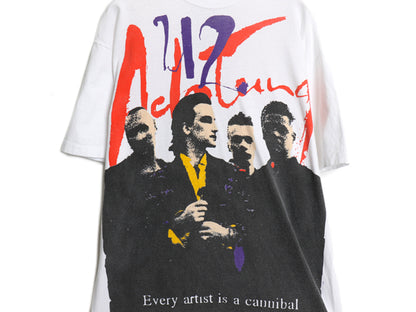 90s USA製 ★ U2 ZOO TV ツアー イラスト プリント Tシャツ メンズ L / オールド 当時物 オフィシャル アクトンベイビー バンド ロック 白