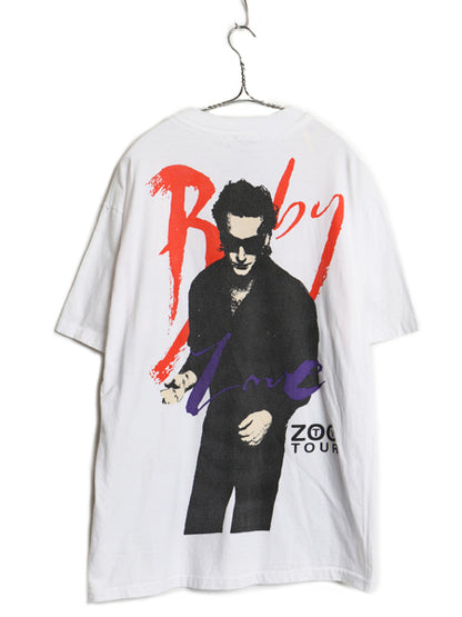 90s USA製 ★ U2 ZOO TV ツアー イラスト プリント Tシャツ メンズ L / オールド 当時物 オフィシャル アクトンベイビー バンド ロック 白