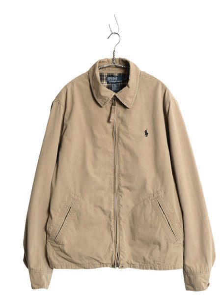 00s ポロ ラルフローレン スイングトップ ジャケット メンズ M / オールド コットン チェック ライナー ヴィンテージ 加工 カーキ ベージュ