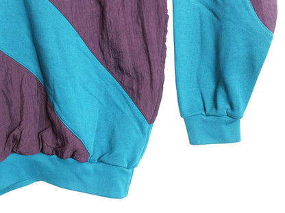 80s アディダス モックネック スウェット メンズ L / 古着 ヴィンテージ トレーナー ナイロン 裏起毛 ワンポイント トレフォイル ロゴ刺繍