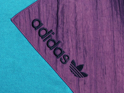 80s アディダス モックネック スウェット メンズ L / 古着 ヴィンテージ トレーナー ナイロン 裏起毛 ワンポイント トレフォイル ロゴ刺繍