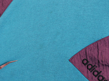 80s アディダス モックネック スウェット メンズ L / 古着 ヴィンテージ トレーナー ナイロン 裏起毛 ワンポイント トレフォイル ロゴ刺繍