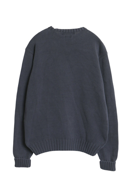 90s ポロ ラルフローレン コットン ニット セーター メンズ M オールド 長袖ニット ワンポイント クルーネック シンプル ゆったり ネイビー