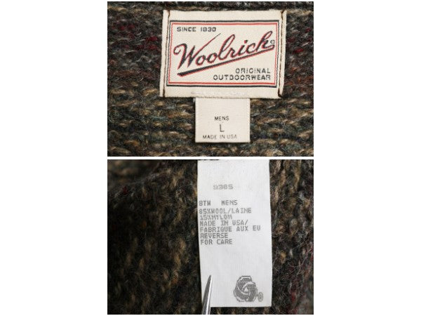 90s USA製 ウールリッチ ニット セーター メンズ L / オールド 旧タグ ウール フェアアイル ノルディック 総柄 マルチカラー クルーネック