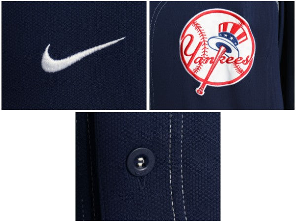 ヤンキース ベースボール シャツ メンズ L / MLB オフィシャル ナイキ 大リーグ ユニフォーム ゲームシャツ スウッシュ ジャージ 重ね着 紺
