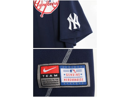 ヤンキース ベースボール シャツ メンズ L / MLB オフィシャル ナイキ 大リーグ ユニフォーム ゲームシャツ スウッシュ ジャージ 重ね着 紺