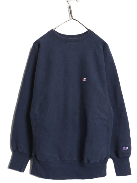 90s USA製 ★ チャンピオン リバースウィーブ スウェット メンズ XL / オールド トレーナー ワンポイント 目付き ヘビーウェイト ネイビー