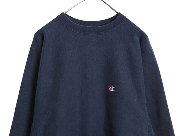 90s USA製 ★ チャンピオン リバースウィーブ スウェット メンズ XL / オールド トレーナー ワンポイント 目付き ヘビーウェイト ネイビー