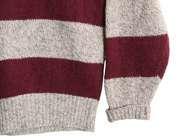 80s USA製 エルエルビーン ボーダー ニット セーター レディース L メンズ M 程 ヴィンテージ ウール 長袖ニット クルーネック シンプル