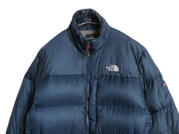 ノースフェイス サミット シリーズ ダウン ジャケット メンズ L 古着 700フィル ナイロン キルティング アウトドア ブルゾン フルジップ 紺
