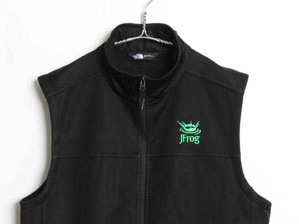 デッドストック US企画 ノースフェイス ソフトシェル ベスト メンズ L / フルジップ ストレッチ 重ね着 前開き ハイネック 企業物 ブラック