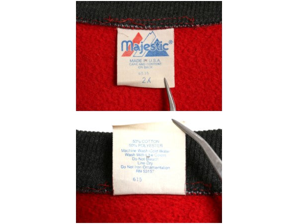 90s USA製 インディアンズ スウェット スタジャン メンズ XXL / オールド MLB メジャーリーグ マジェスティック トレーナー 大きいサイズ