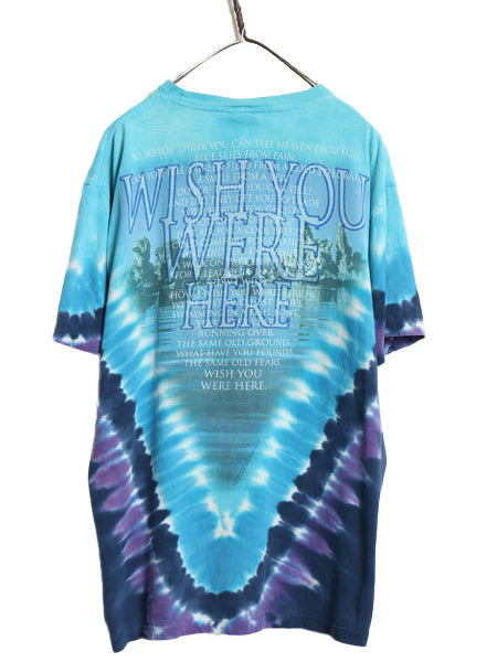 00s ★ ピンクフロイド プリント タイダイ Tシャツ メンズ L オールド オフィシャル グラフィック アート バンド ロック LIQUID BLUE 総柄