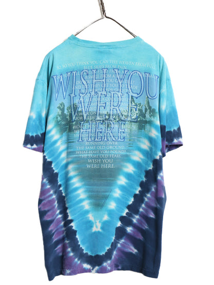 00s ★ ピンクフロイド プリント タイダイ Tシャツ メンズ L オールド オフィシャル グラフィック アート バンド ロック LIQUID BLUE 総柄
