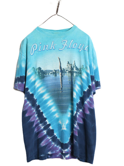 00s ★ ピンクフロイド プリント タイダイ Tシャツ メンズ L オールド オフィシャル グラフィック アート バンド ロック LIQUID BLUE 総柄