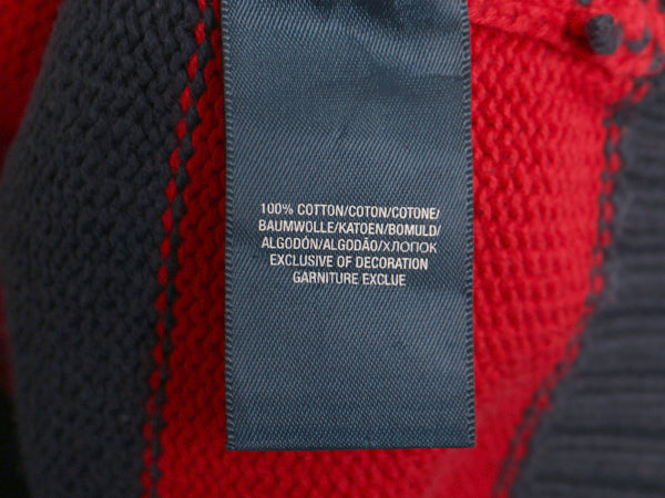 00s ポロ ラルフローレン ハーフジップ コットン ニット セーター キッズ XL メンズ XS 程 オールド ボーダー ワンポイント リブ編み 赤 紺