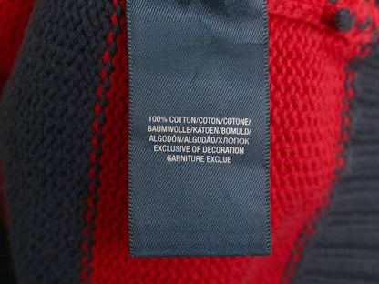 00s ポロ ラルフローレン ハーフジップ コットン ニット セーター キッズ XL メンズ XS 程 オールド ボーダー ワンポイント リブ編み 赤 紺