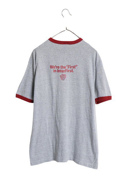 80s USA製 企業 プリント リンガー Tシャツ メンズ XL 小さめ L ヴィンテージ イラスト グラフィック シングルステッチ ツートン ヘインズ