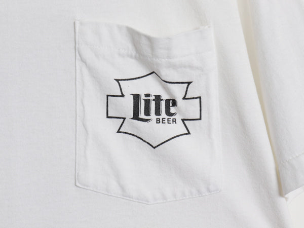90s USA製 ハーレーダビッドソン ビール 両面 プリント ポケット付き 半袖 Tシャツ メンズ XL オールド バイク 企業 ポケT 大きいサイズ 白