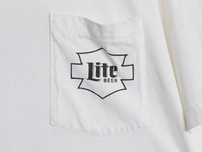 90s USA製 ハーレーダビッドソン ビール 両面 プリント ポケット付き 半袖 Tシャツ メンズ XL オールド バイク 企業 ポケT 大きいサイズ 白