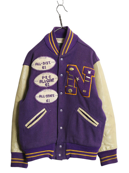 50s 60s ★ LOWE & CAMPBELL 袖 本革 レザー ウール スタジャン メンズ XL / ヴィンテージ サガラ ワッペン アワード ジャケット カレッジ