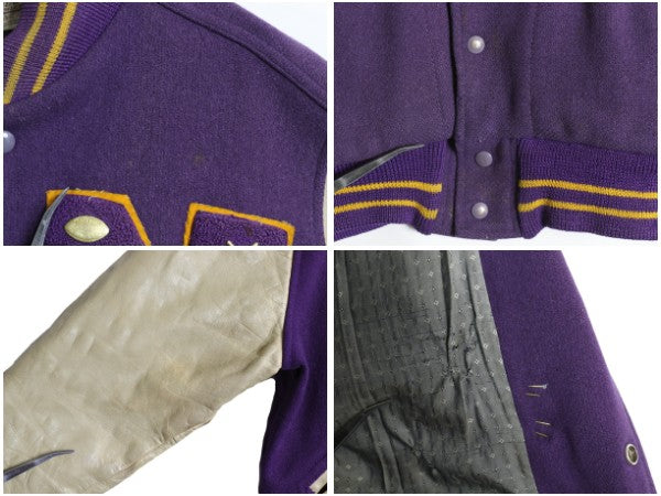 50s 60s ★ LOWE & CAMPBELL 袖 本革 レザー ウール スタジャン メンズ XL / ヴィンテージ サガラ ワッペン アワード ジャケット カレッジ