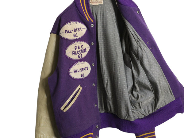 50s 60s ★ LOWE & CAMPBELL 袖 本革 レザー ウール スタジャン メンズ XL / ヴィンテージ サガラ ワッペン アワード ジャケット カレッジ