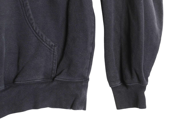 00s ナイキ カレッジ 刺繍 スウェット フード パーカー メンズ M オールド トレーナー スウッシュ プルオーバー 裏起毛 ヘビーウェイト 黒