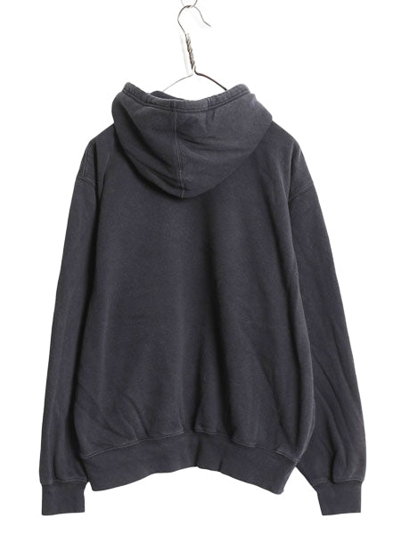 00s ナイキ カレッジ 刺繍 スウェット フード パーカー メンズ M オールド トレーナー スウッシュ プルオーバー 裏起毛 ヘビーウェイト 黒