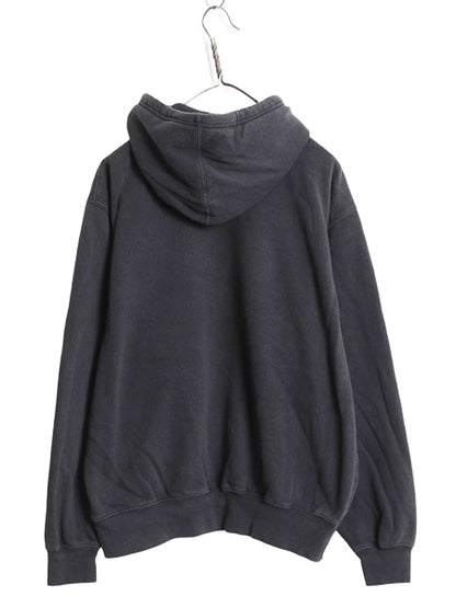 00s ナイキ カレッジ 刺繍 スウェット フード パーカー メンズ M オールド トレーナー スウッシュ プルオーバー 裏起毛 ヘビーウェイト 黒