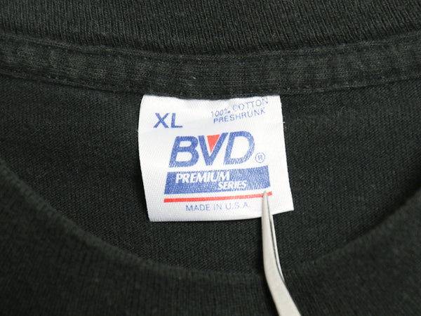 90s USA製 BVD ポケット付き 無地 半袖 Tシャツ メンズ XL / オールド ポケT 耳付き ブランク シングルステッチ トップス 大きいサイズ 黒